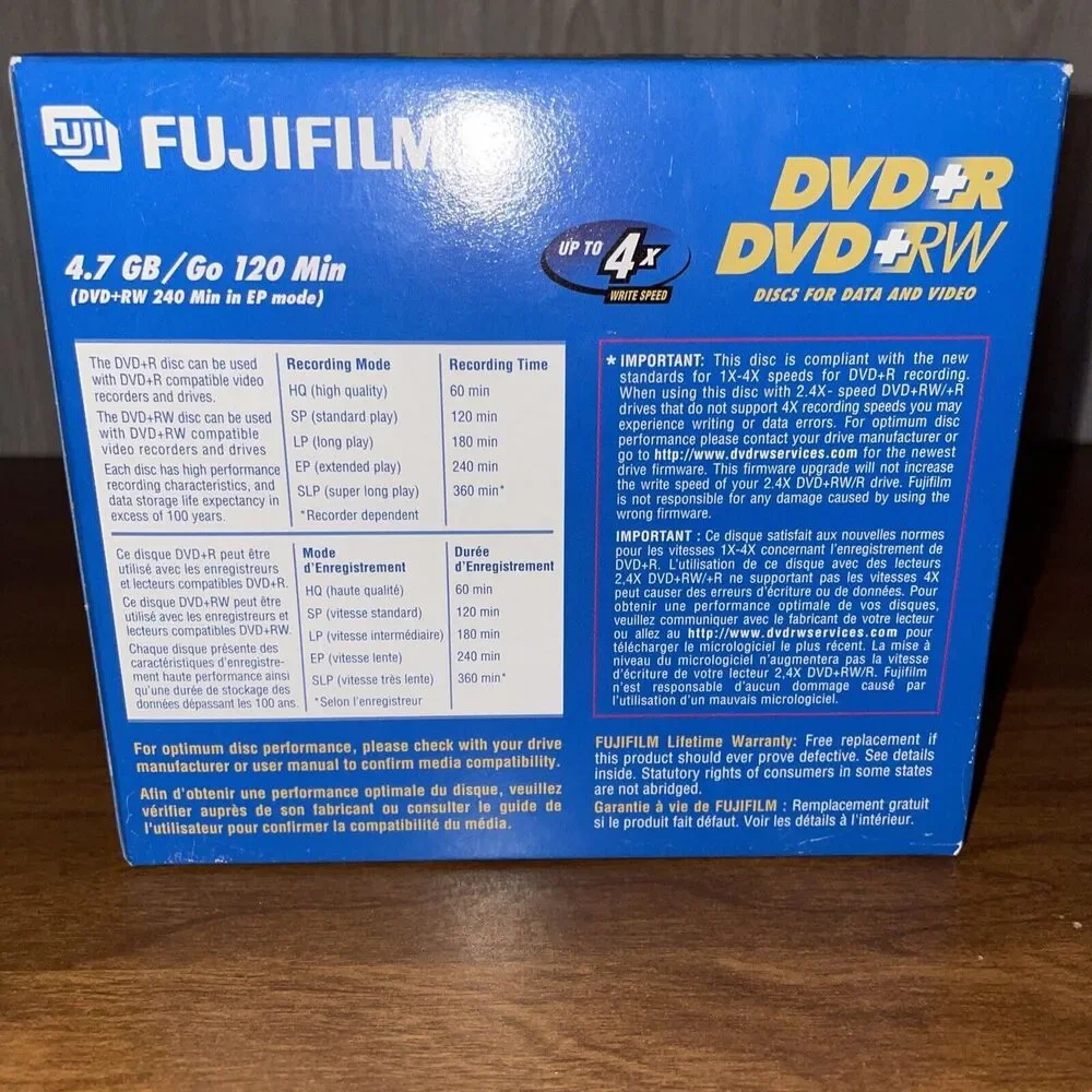 Fujifilm Combo 5 Pack DVD+RW and DVD+R Discs For Data & Video 4.7 GB Rewritable